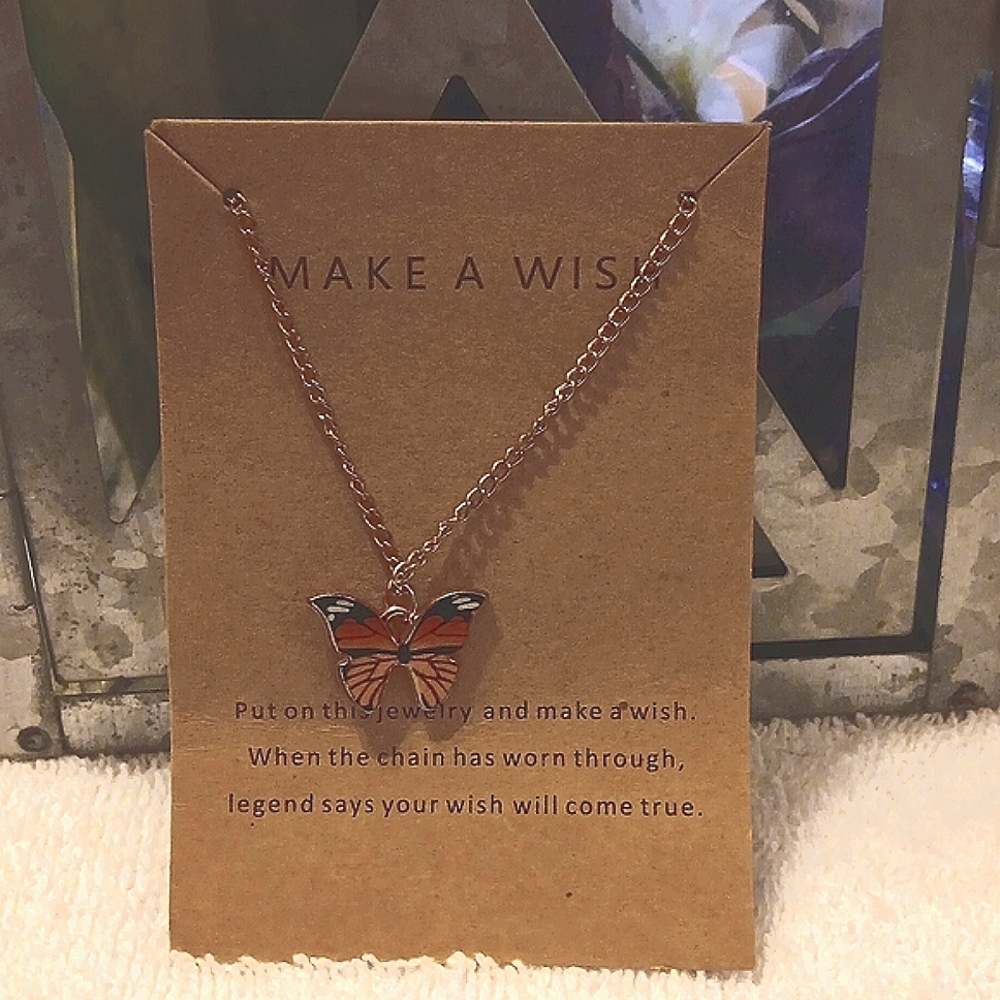 Monarch butterfly necklace